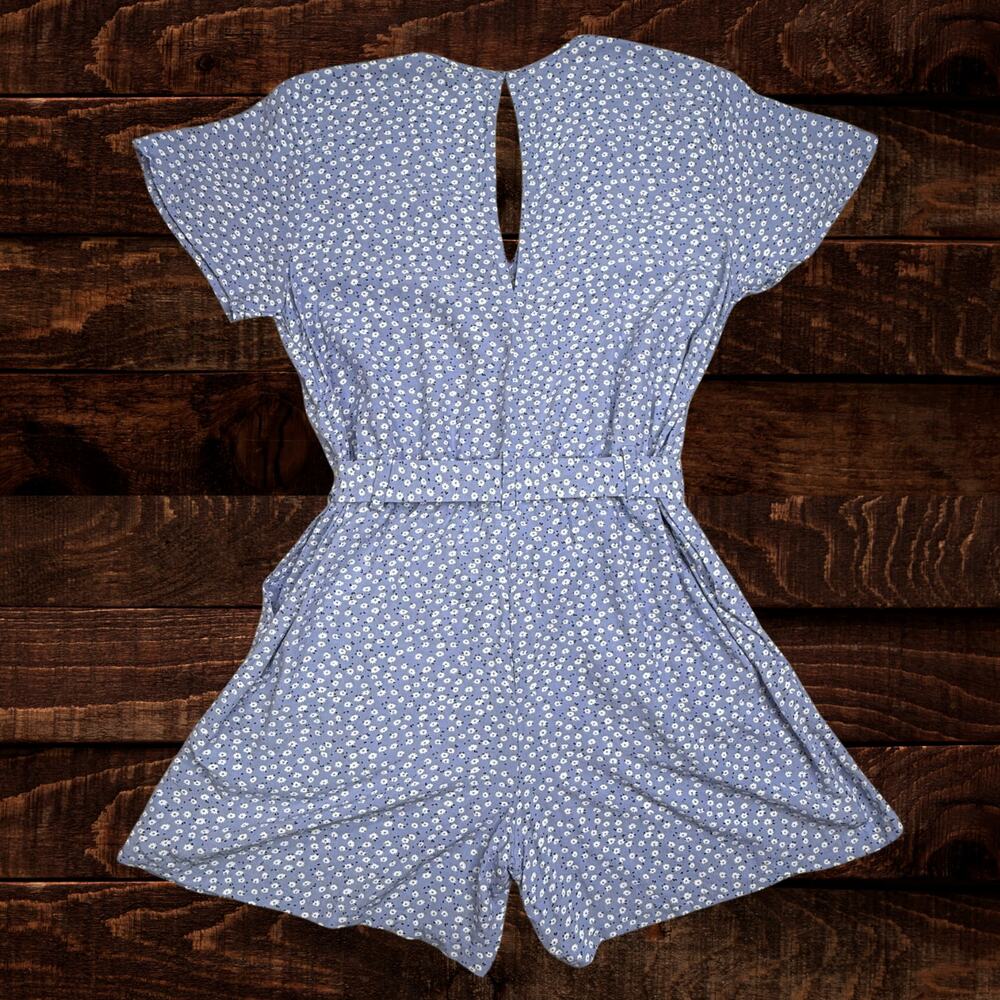 Rails Sophia Sky Blue Daisies Ditsy Floral Romper Coastal Vacation Medium - Picture 3 of 8